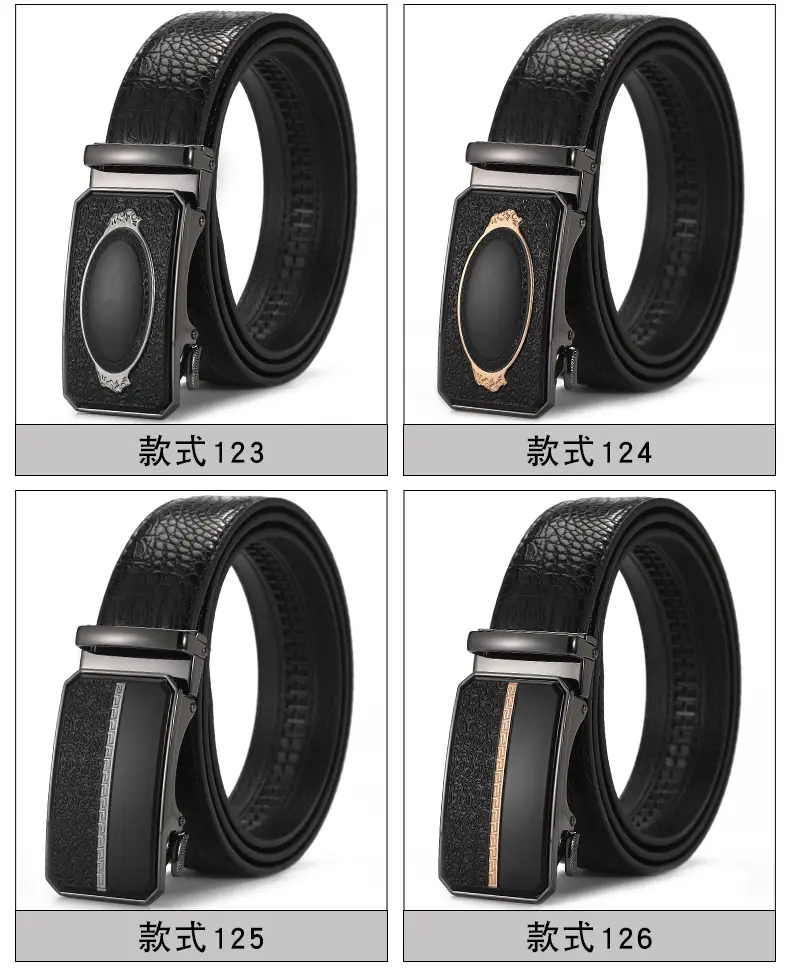 Men's Black Croc Leather Belt with Automatic Buckle — feature 15