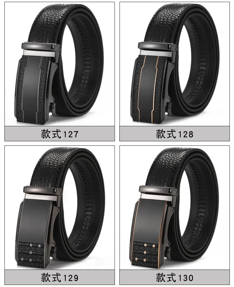 Men's Black Croc Leather Belt with Automatic Buckle — feature 16