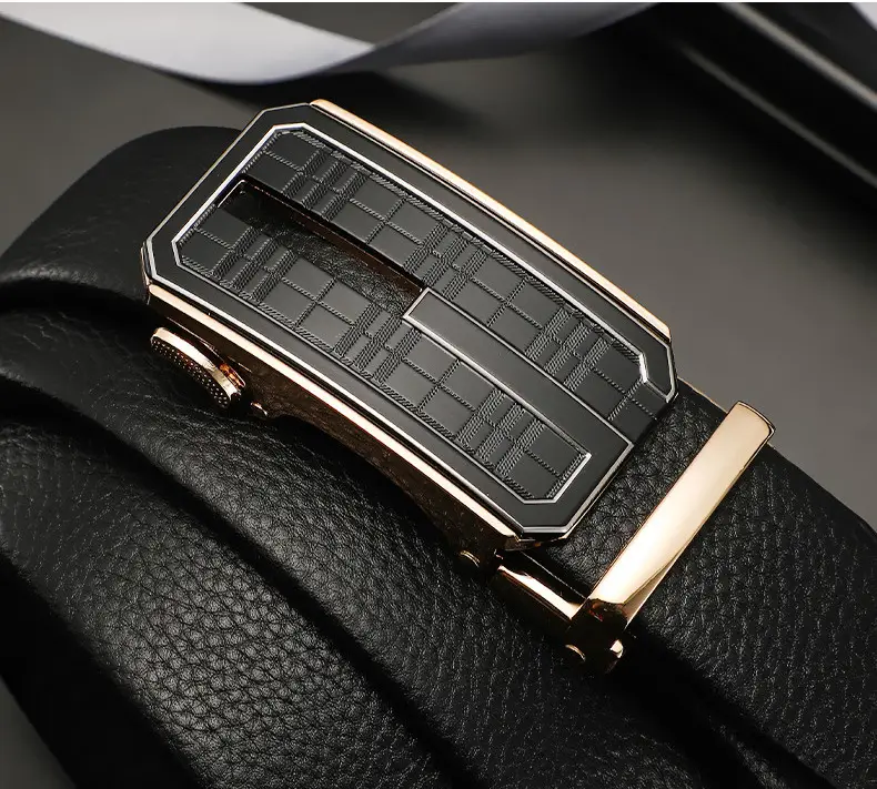 Men's Black Croc Leather Belt with Automatic Buckle — feature 21