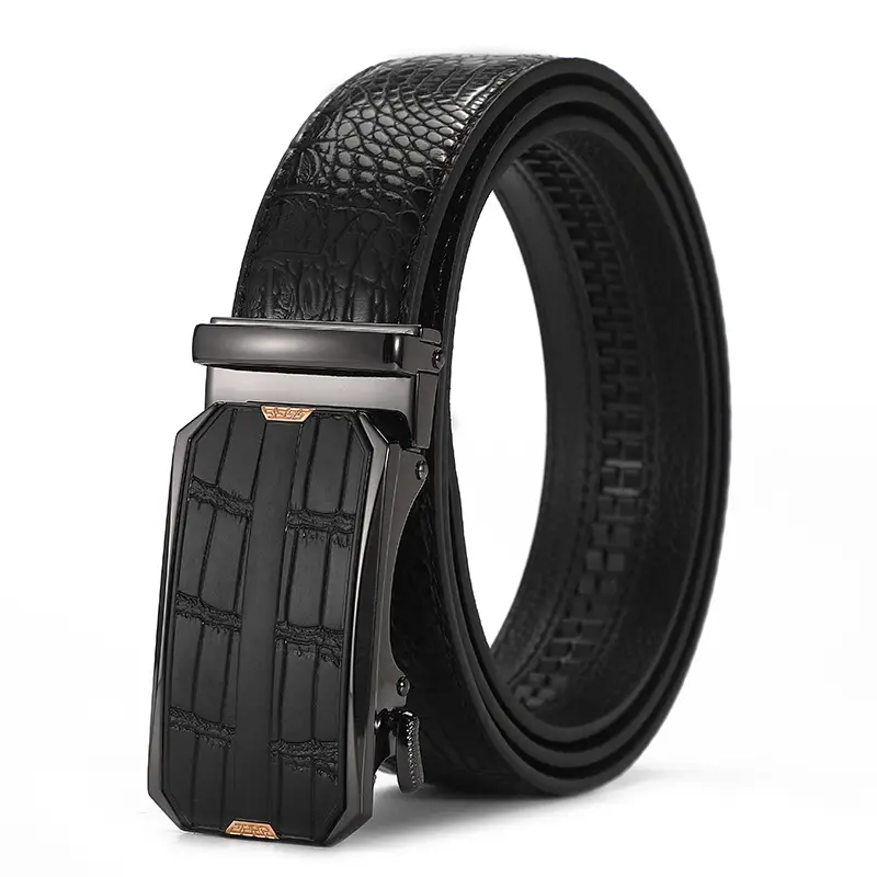 Men's Black Croc Leather Belt with Automatic Buckle - Image 15