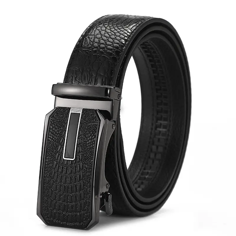 Men's Black Croc Leather Belt with Automatic Buckle - Image 18