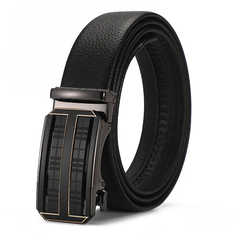 Men's Black Croc Leather Belt with Automatic Buckle - Image 2