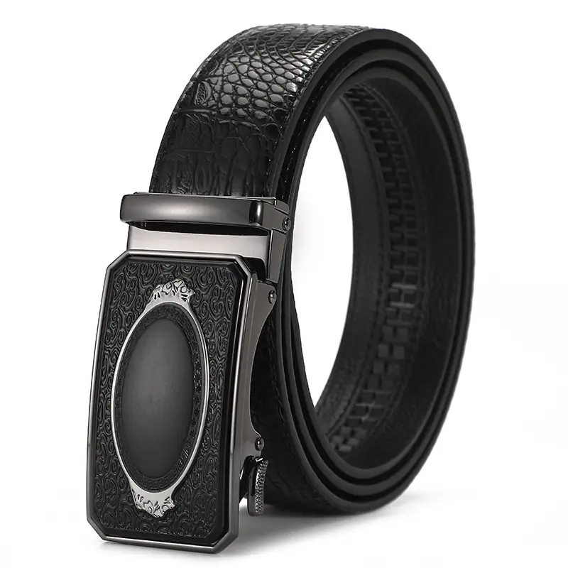 Men's Black Croc Leather Belt with Automatic Buckle - Image 20