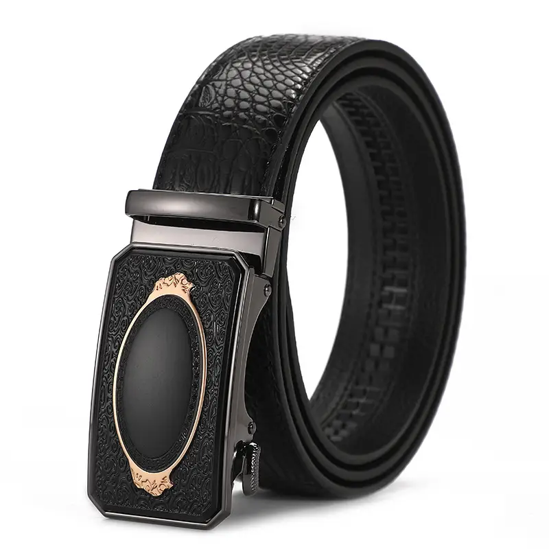 Men's Black Croc Leather Belt with Automatic Buckle - Image 21