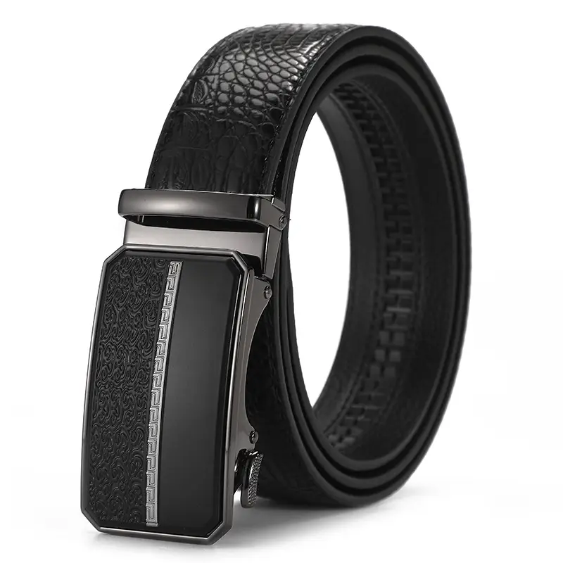 Men's Black Croc Leather Belt with Automatic Buckle - Image 22