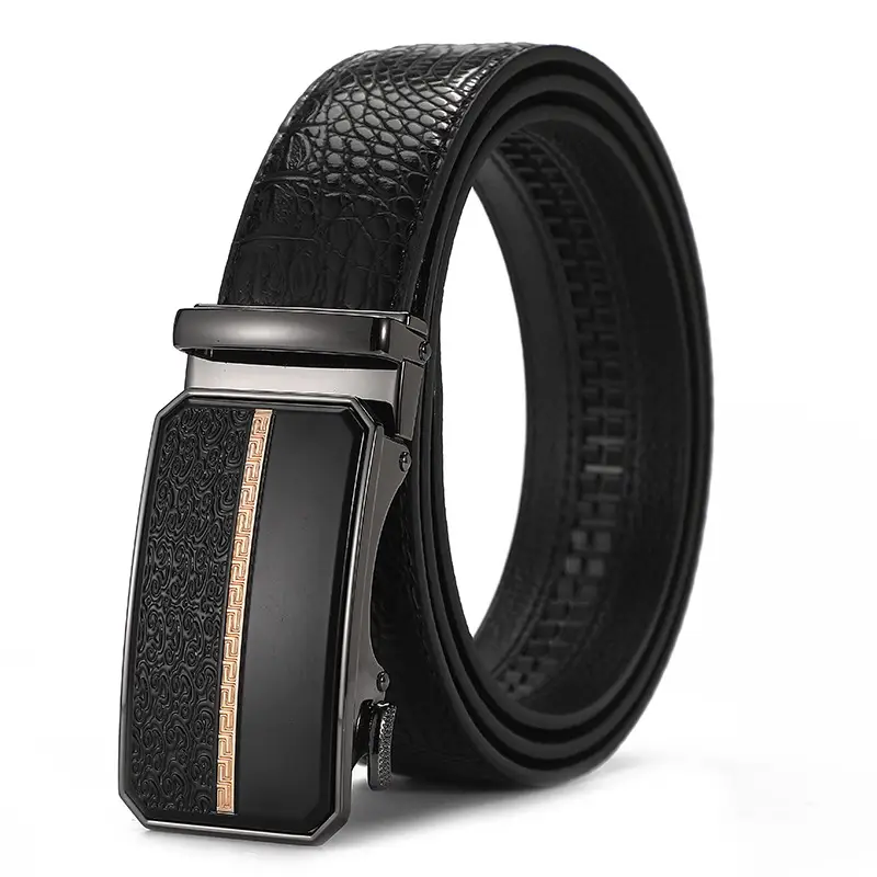 Men's Black Croc Leather Belt with Automatic Buckle - Image 23