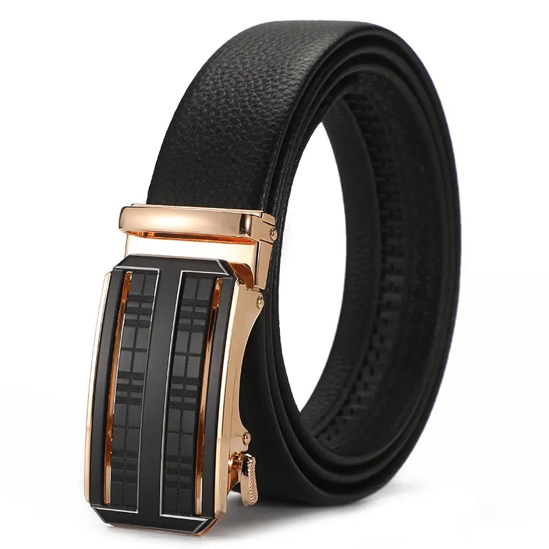 Men's Black Croc Leather Belt with Automatic Buckle - Image 3