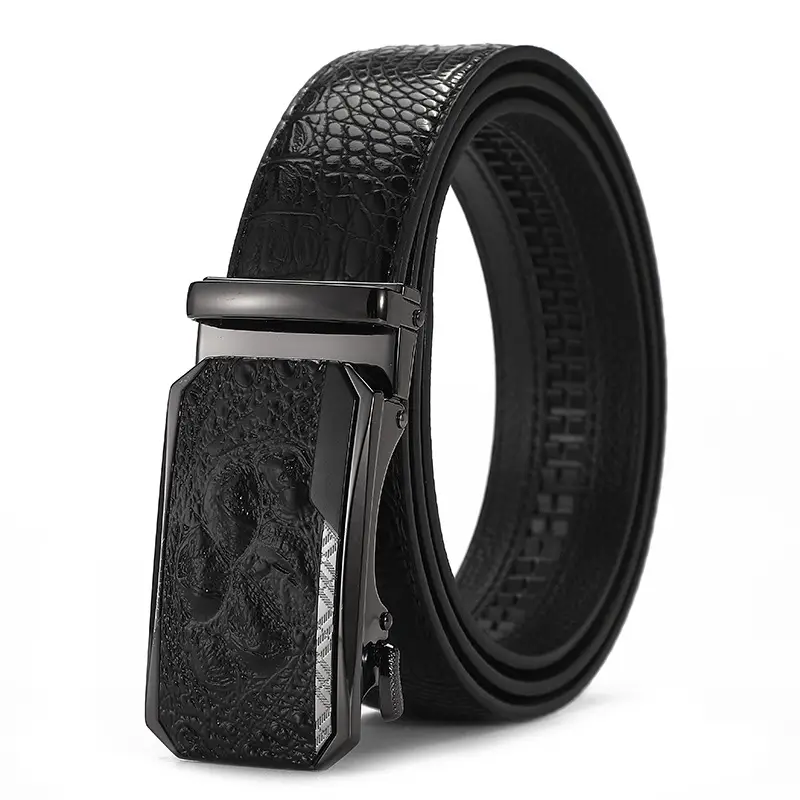 Men's Black Croc Leather Belt with Automatic Buckle - Image 33
