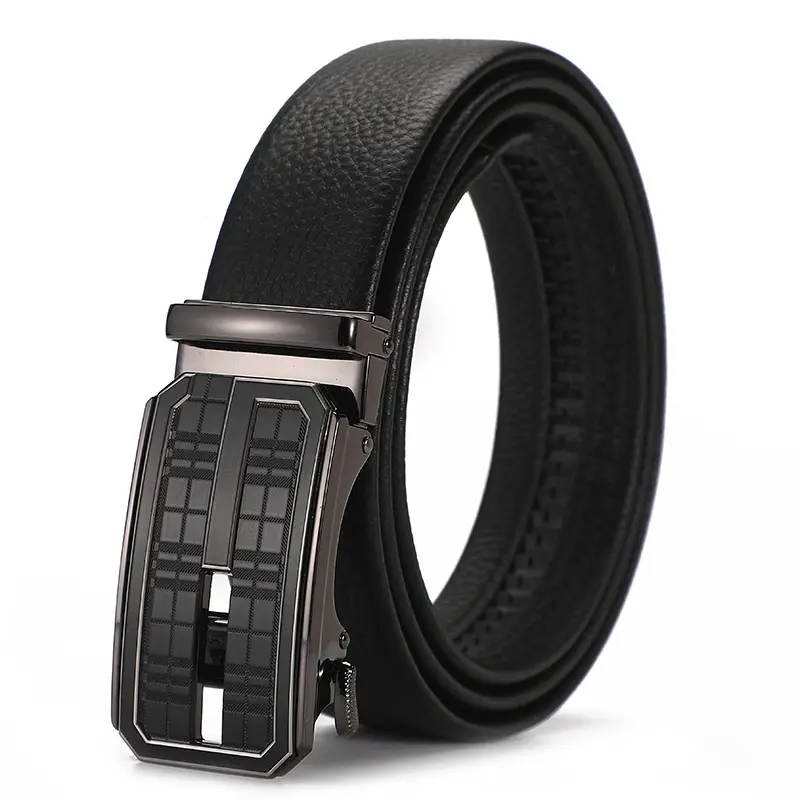 Men's Black Croc Leather Belt with Automatic Buckle - Image 4