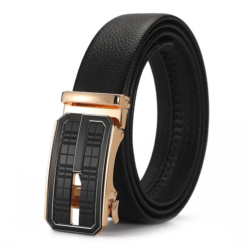 Men's Black Croc Leather Belt with Automatic Buckle - Image 5