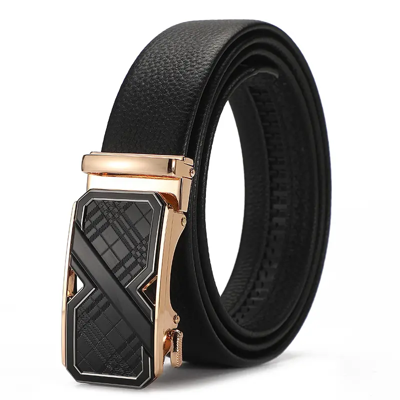 Men's Black Croc Leather Belt with Automatic Buckle - Image 6