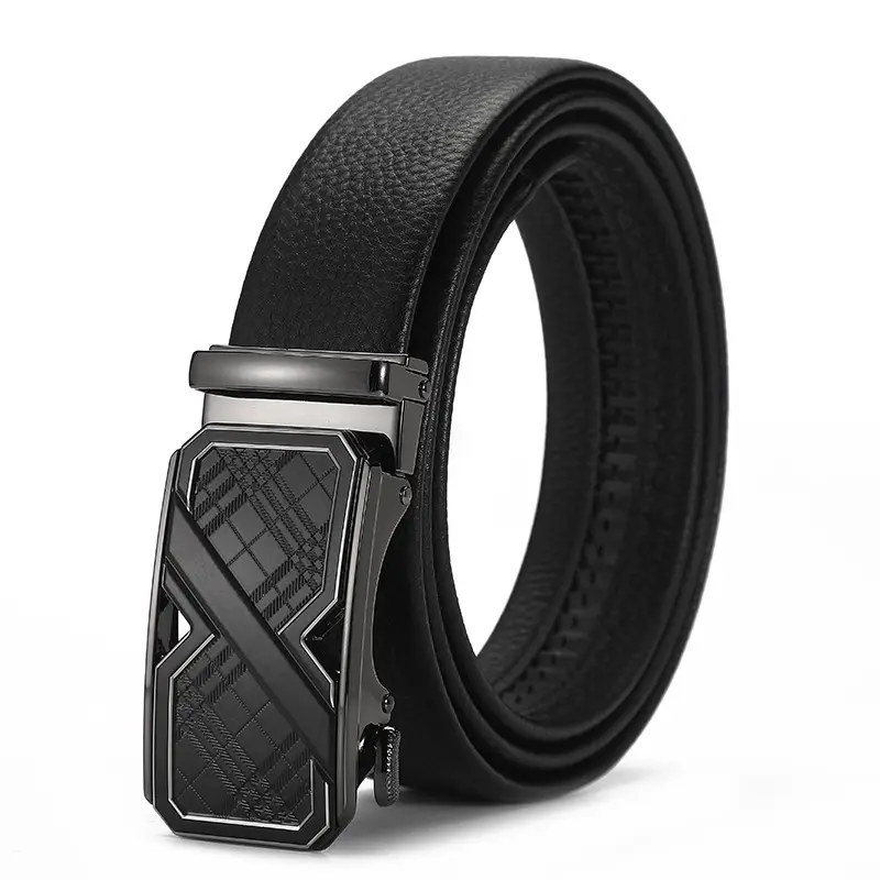 Men's Black Croc Leather Belt with Automatic Buckle - Image 7