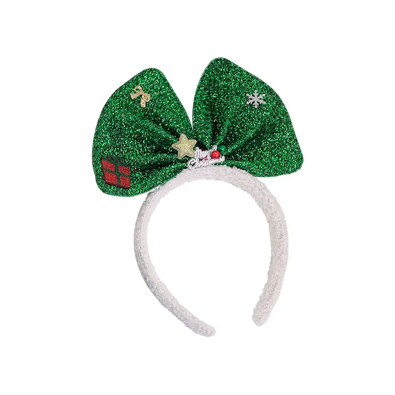 Christmas Bow Headbands for Women Red Green White - Image 35