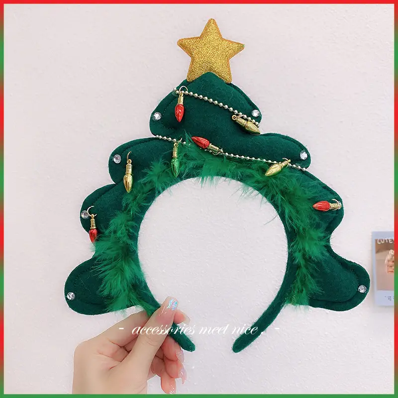 Christmas Bow Headbands for Women Red Green White - Image 2
