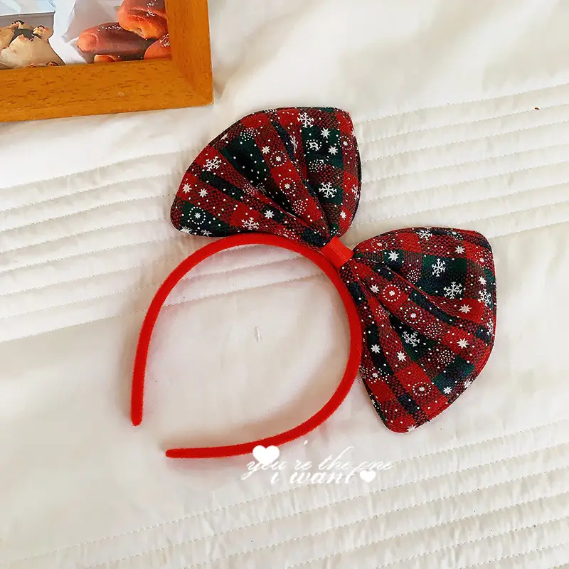 Christmas Bow Headbands for Women Red Green White - Image 4