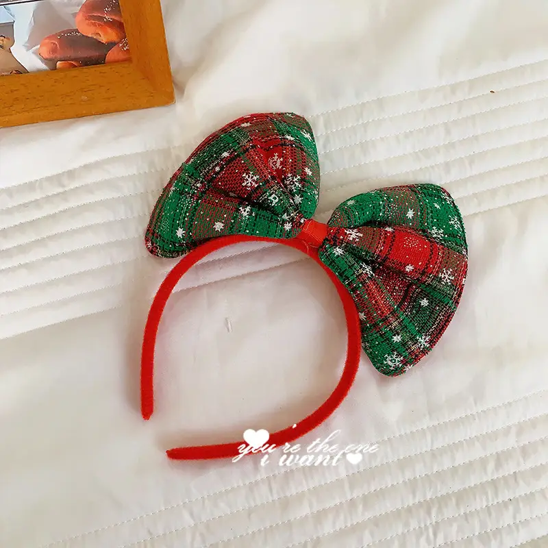 Christmas Bow Headbands for Women Red Green White - Image 5