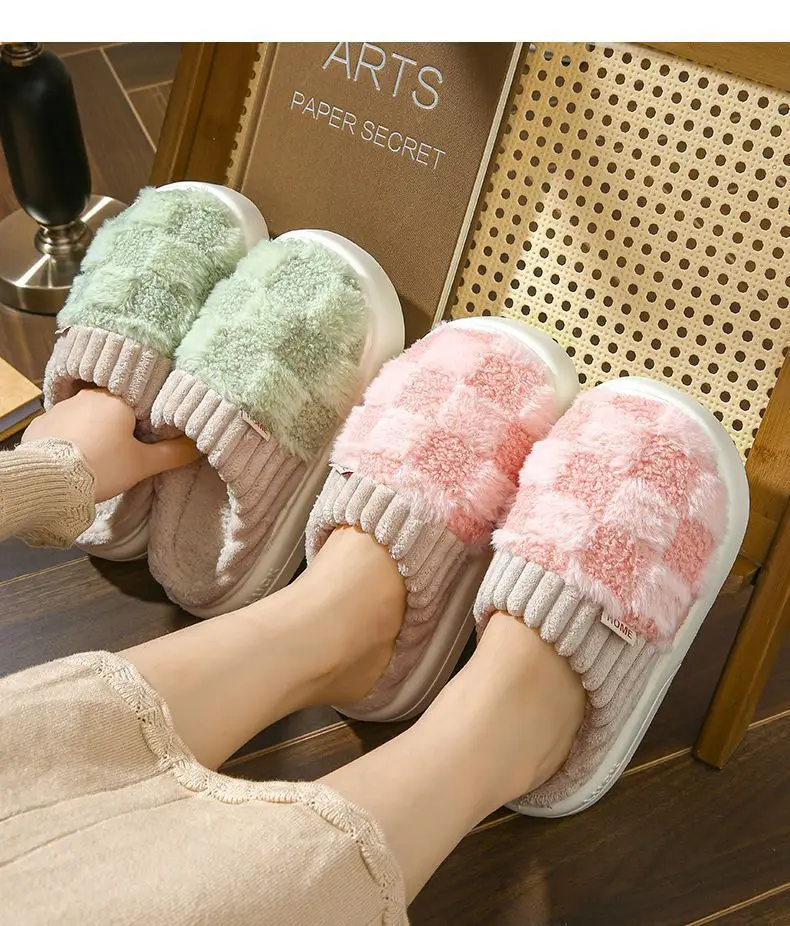Cixi Cotton Slippers for Women, Spring & Fall Home Use, Winter Indoor Non-Slip Home Warm Couple, Winter Men's Plush — feature 11
