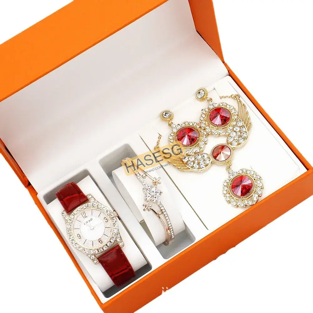 Luxury Red Watch Set for Women's Gift - Image 11