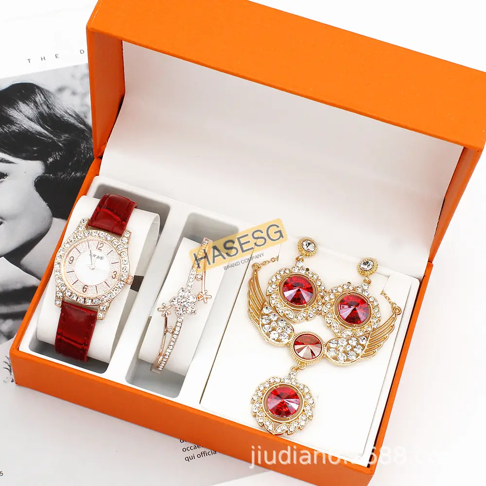 Luxury Red Watch Set for Women's Gift — feature 5