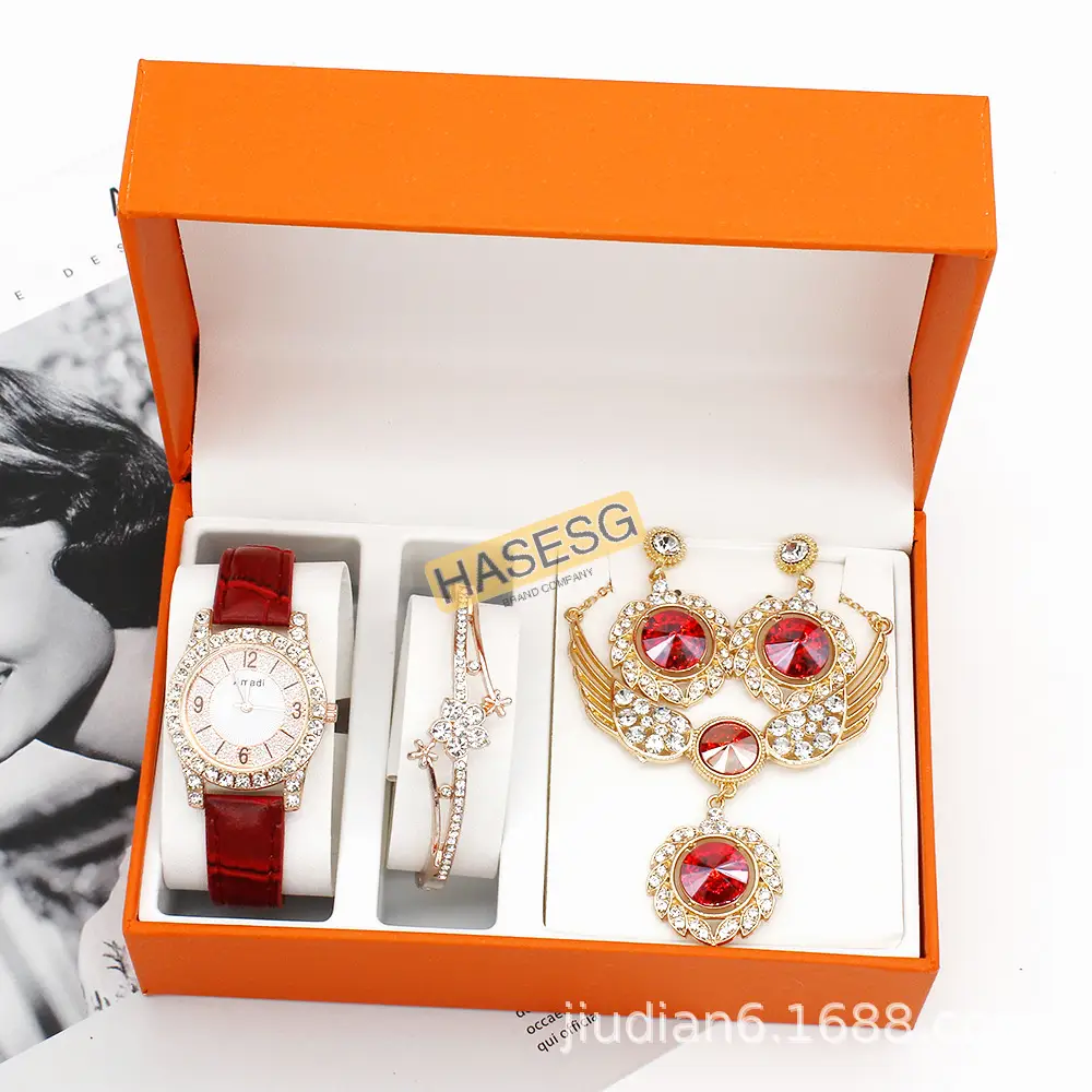 Luxury Red Watch Set for Women's Gift — feature 6