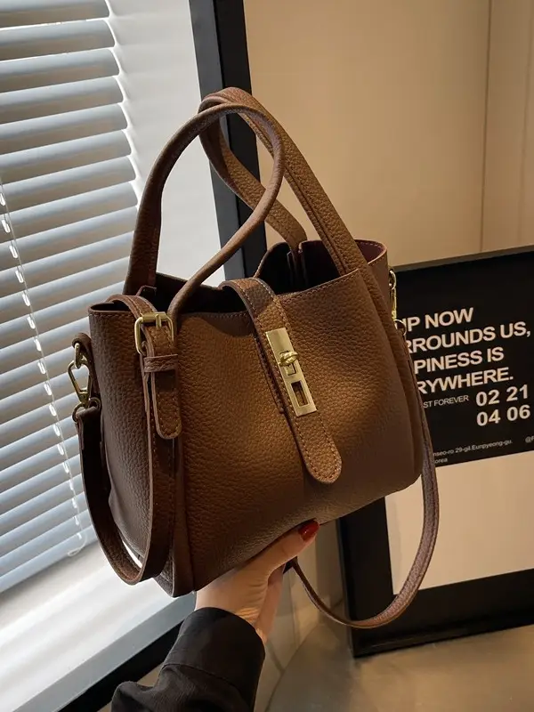 Women's Brown Textured Shoulder Messenger Bag 2023