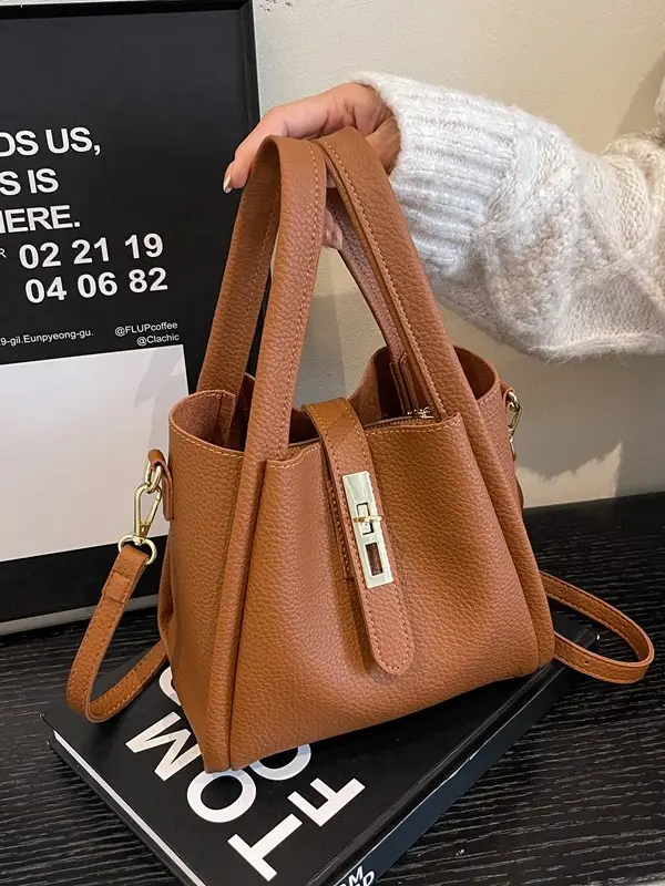 Women's Brown Textured Shoulder Messenger Bag 2023