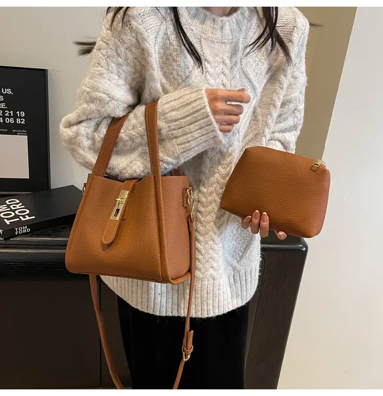 Women's Brown Textured Shoulder Messenger Bag 2023 — feature 13
