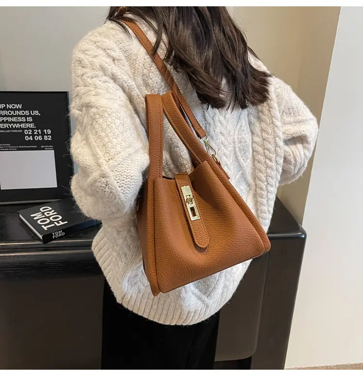 Women's Brown Textured Shoulder Messenger Bag 2023 — feature 15