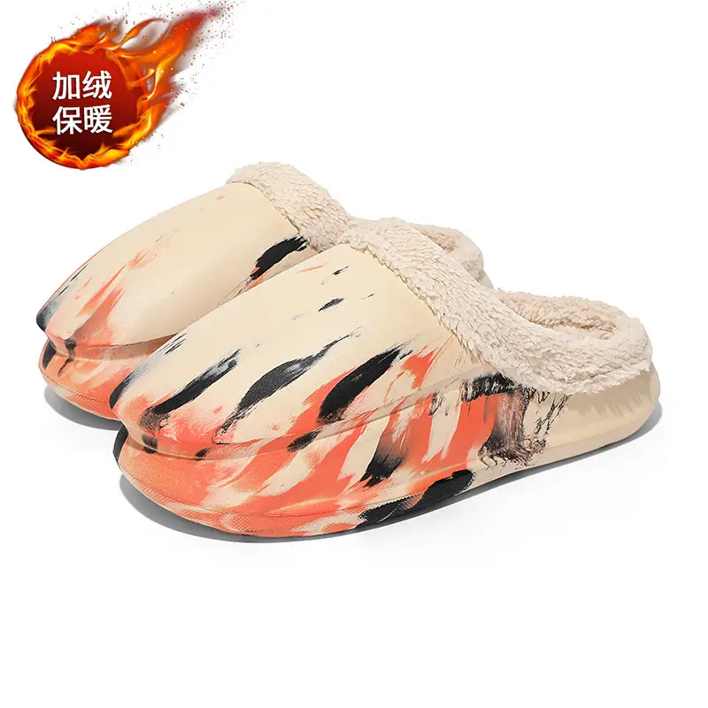 Plus size cotton slippers men's indoor waterproof fleece-lined warm cotton slippers women's outer wear thick bottom slip-on fashion cotton slippers - Image 6