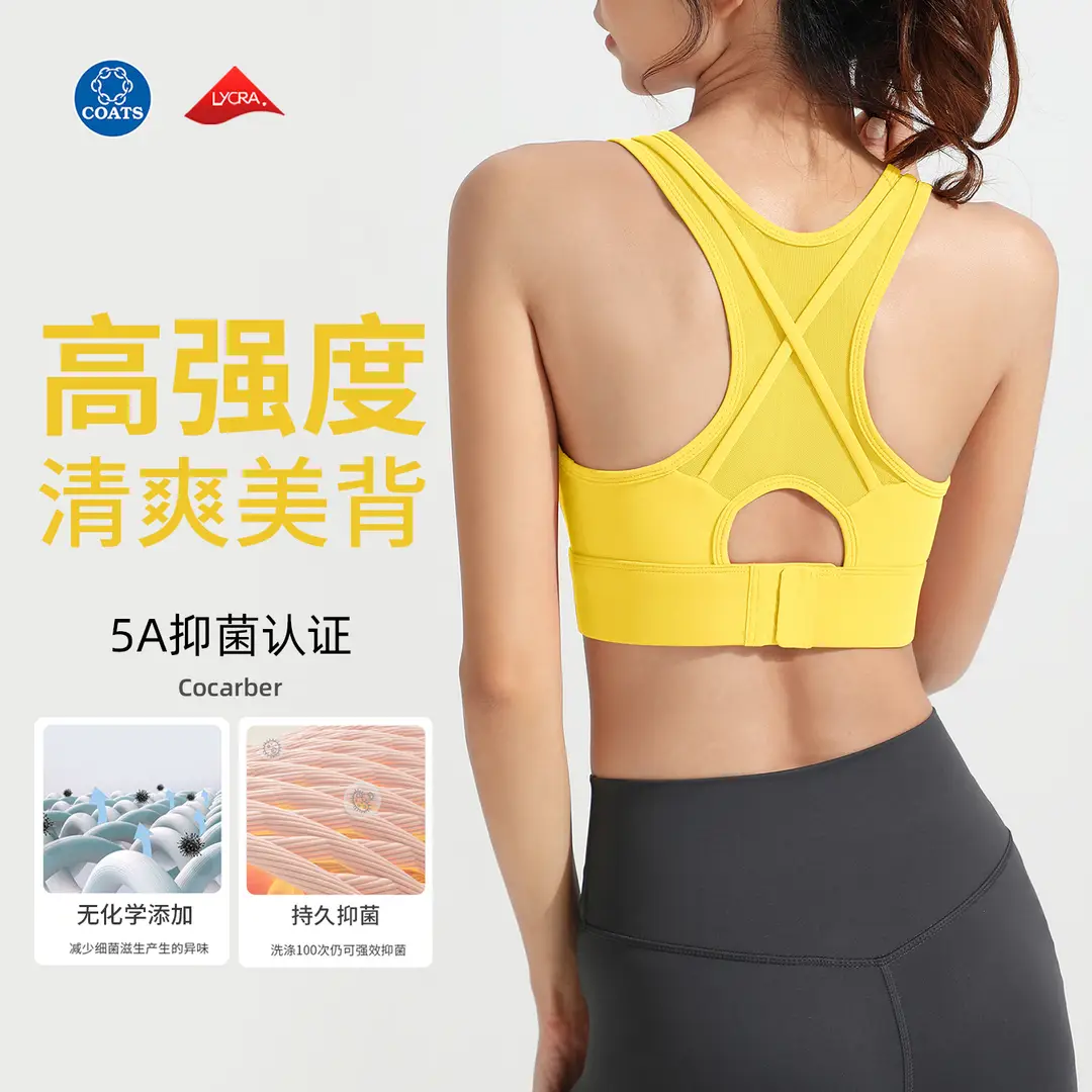 2026 New Antibacterial Sports Bra for Women, Shock-Proof All-In-One Yoga Vest, Running Gym High-Intensity Bra