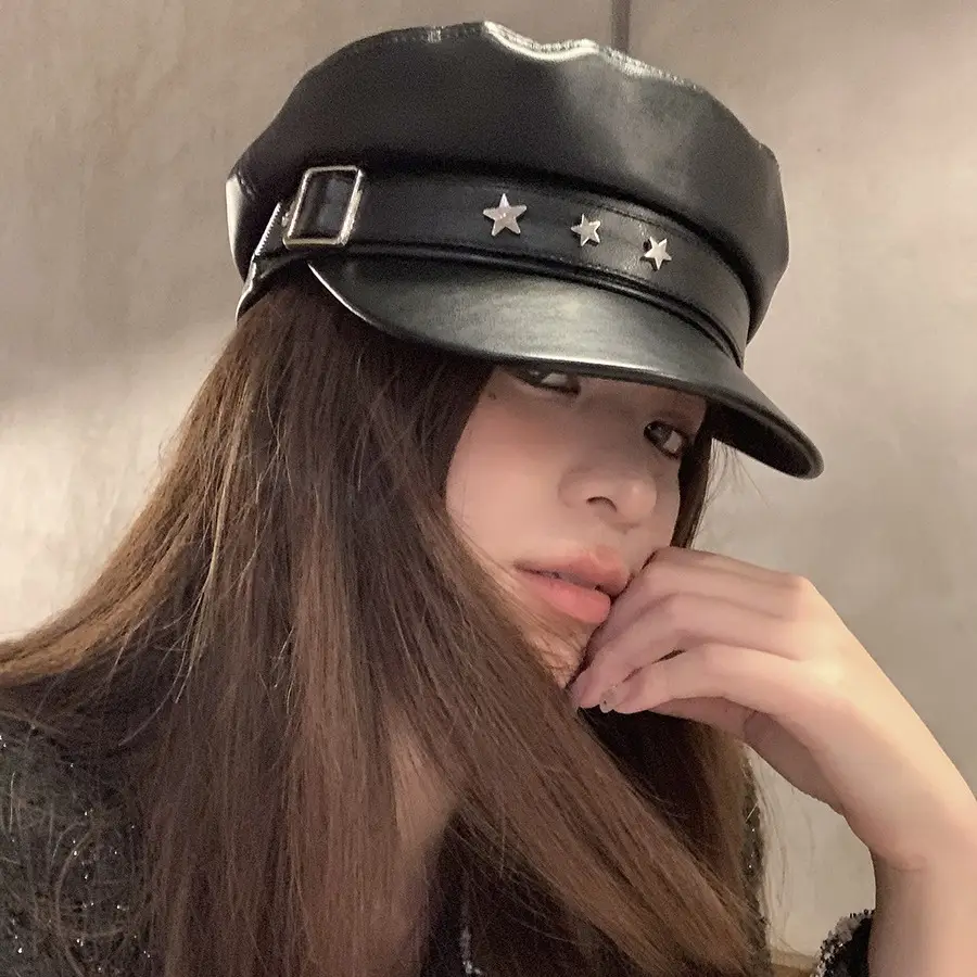 Navy Peaked Cap for Girls Winter Fashion