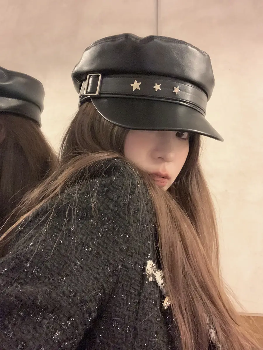 Navy Peaked Cap for Girls Winter Fashion