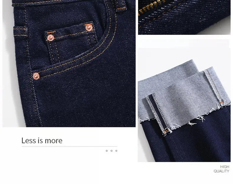 Dark Blue Stretch Egg Roll Pants Women High Waist Slim Curled — feature 14