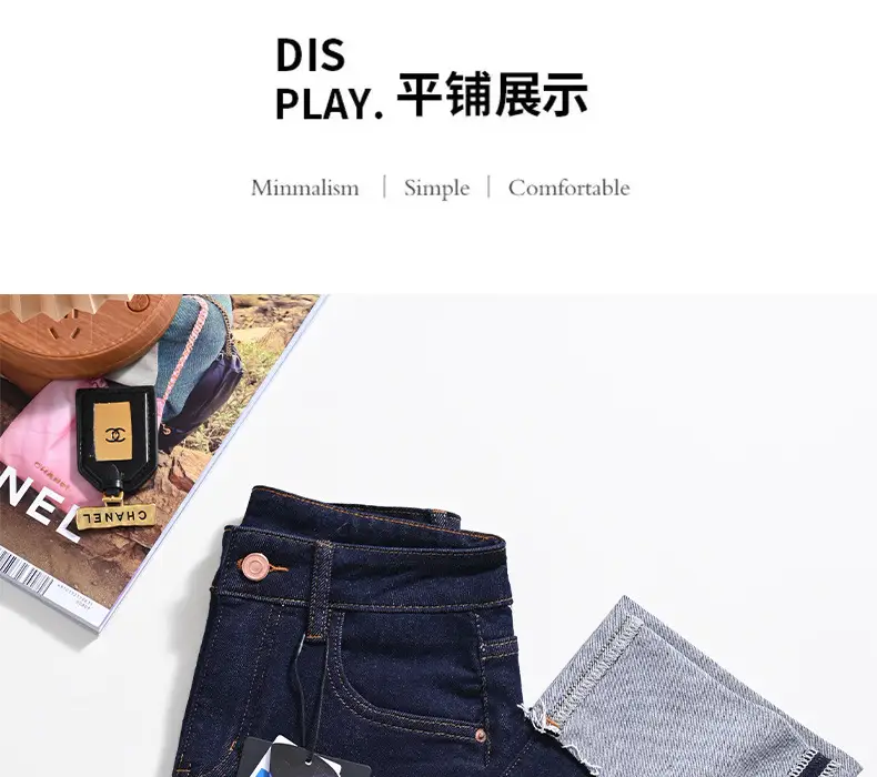 Dark Blue Stretch Egg Roll Pants Women High Waist Slim Curled — feature 15