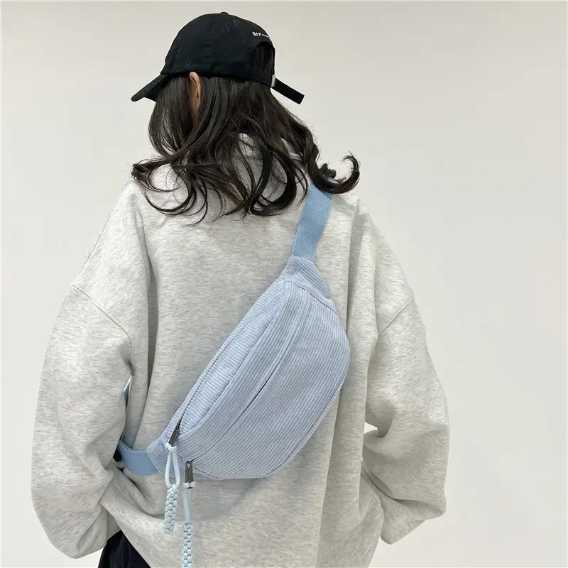 Women's Light Blue Jersey Chest Messenger Bag - Image 7
