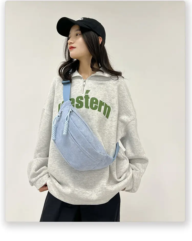 Women's Light Blue Jersey Chest Messenger Bag — feature 20