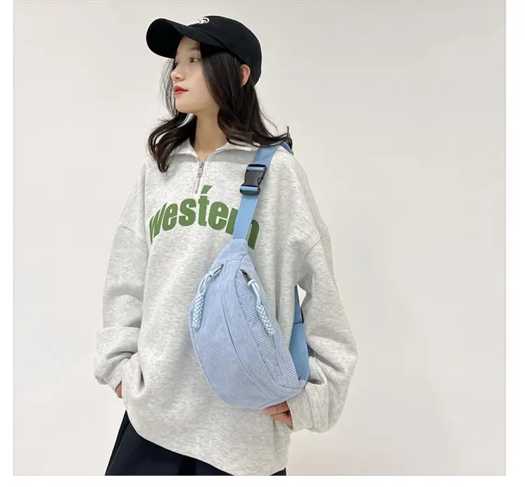 Women's Light Blue Jersey Chest Messenger Bag — feature 22