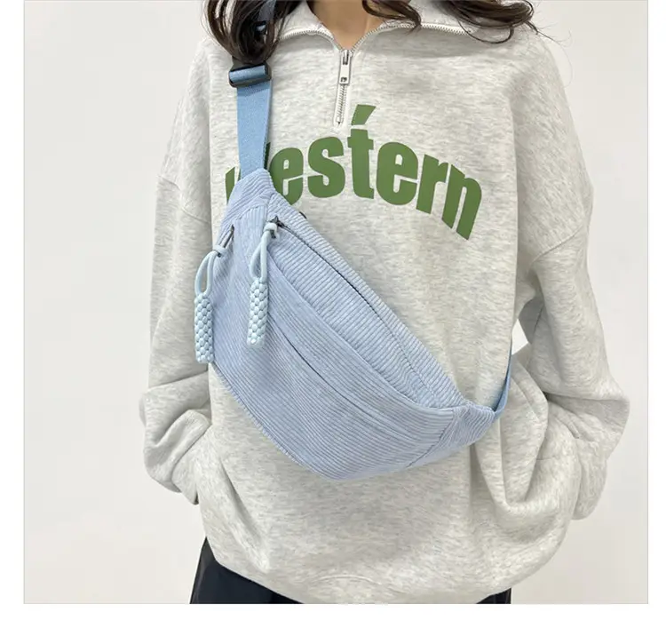 Women's Light Blue Jersey Chest Messenger Bag — feature 24