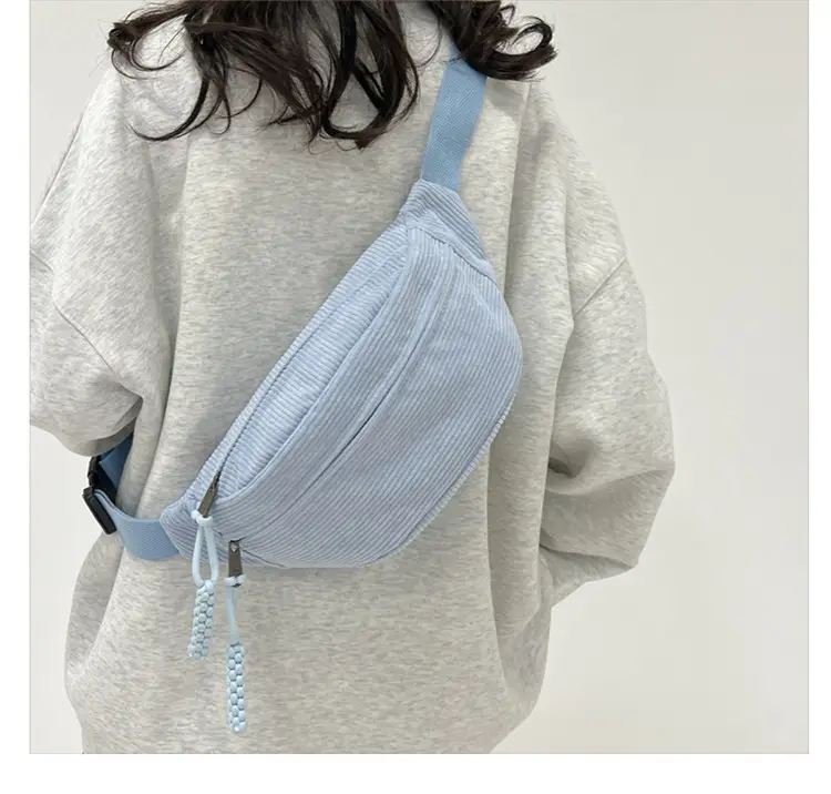 Women's Light Blue Jersey Chest Messenger Bag — feature 25