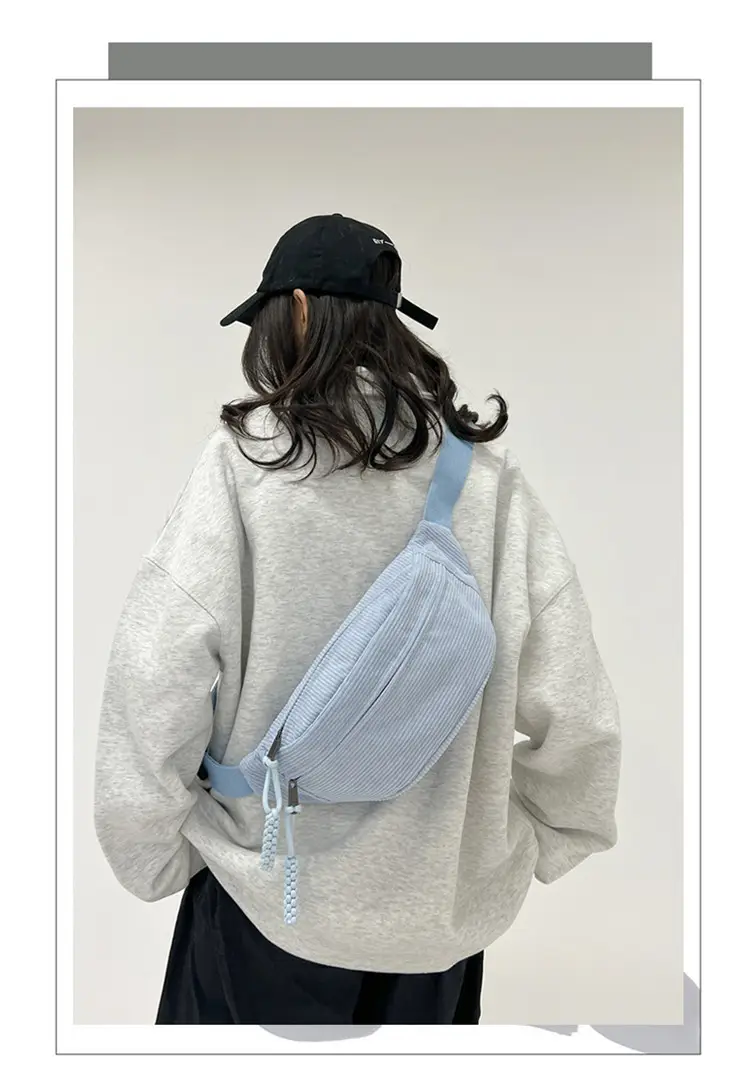 Women's Light Blue Jersey Chest Messenger Bag — feature 3