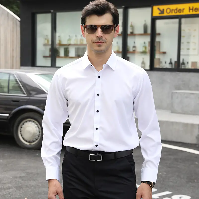 Men's Light Blue Stretch Shirt Business Casual Long Sleeve — feature 13