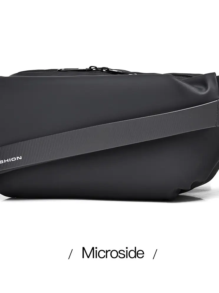 Men's Waterproof Crossbody Chest Bag Black Large Capacity