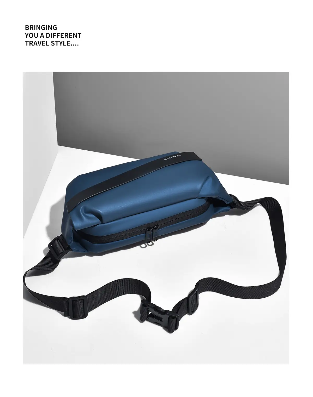 Men's Waterproof Crossbody Chest Bag Black Large Capacity — feature 15