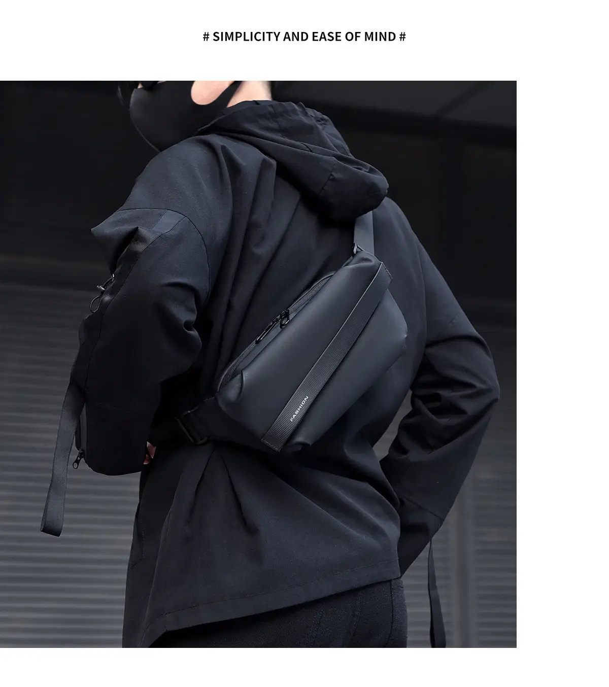 Men's Waterproof Crossbody Chest Bag Black Large Capacity — feature 18