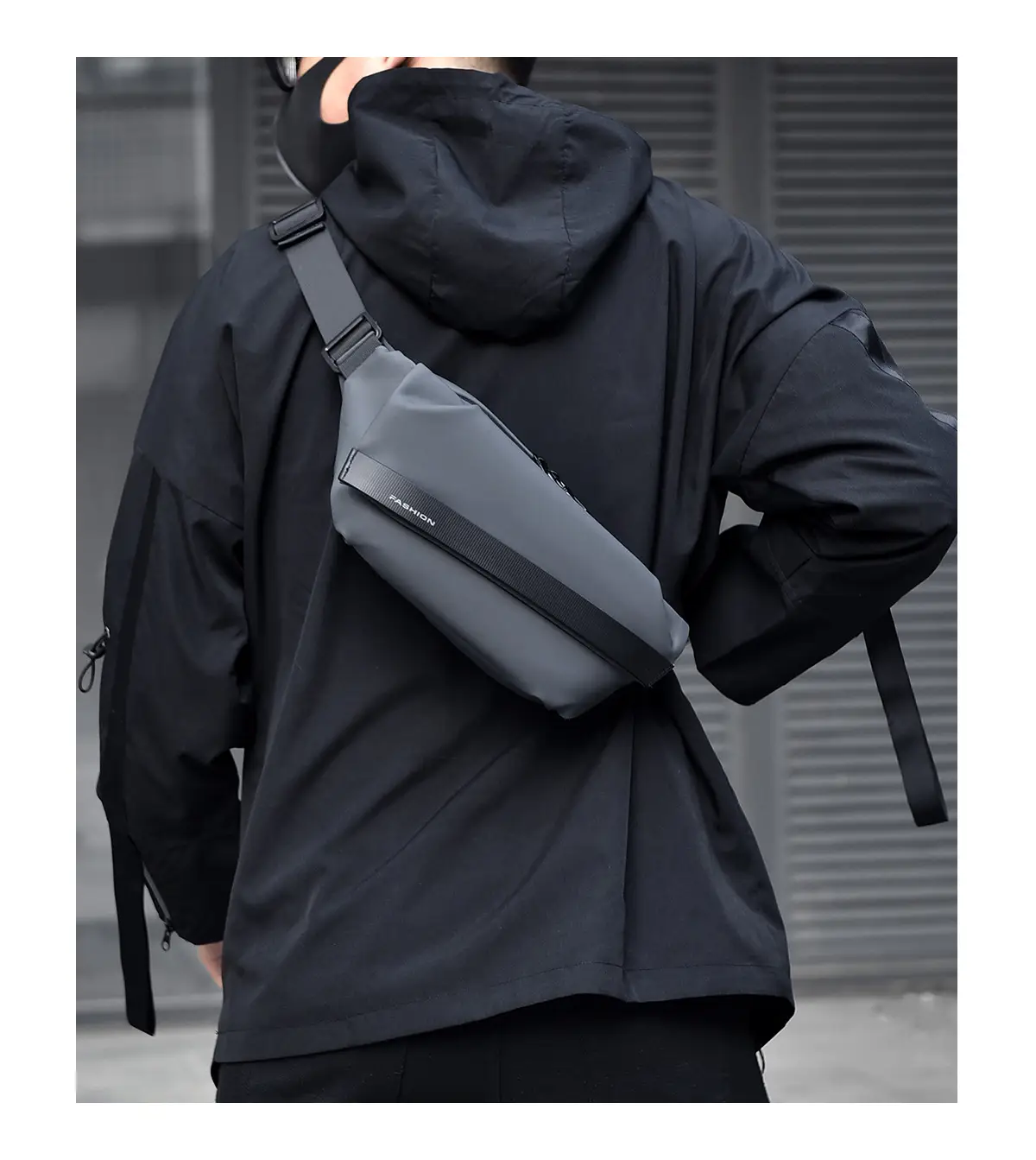 Men's Waterproof Crossbody Chest Bag Black Large Capacity — feature 21