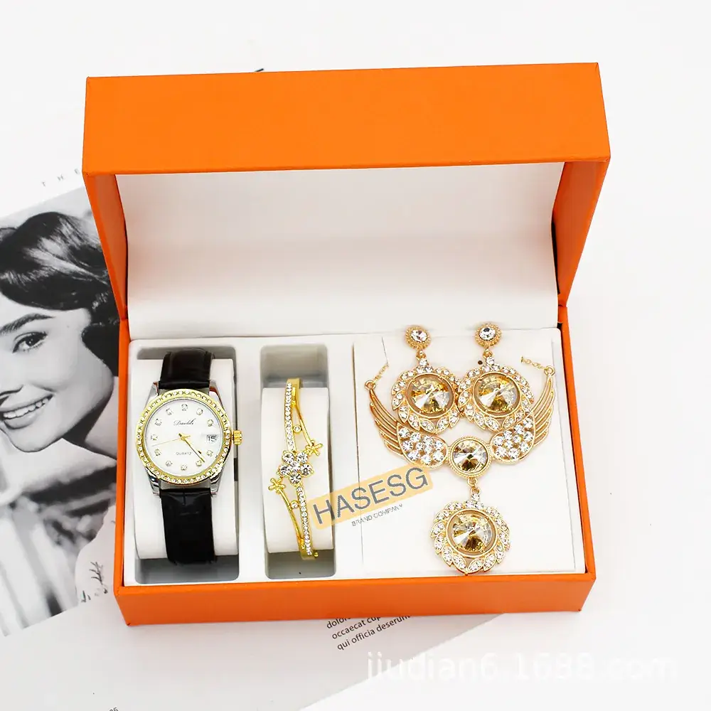 Women's Luxury Diamond Watch Set with Earrings - Image 4