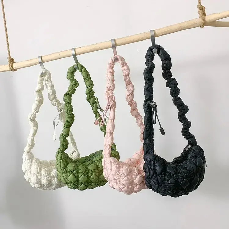 Black Quilted Shoulder Messenger Bag for Women 2023