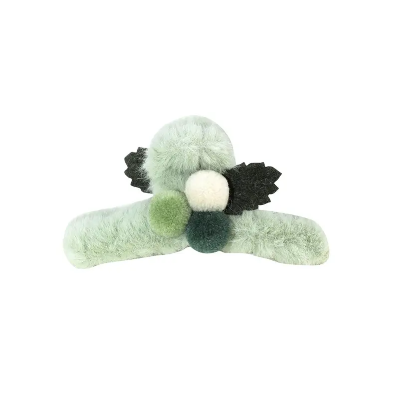 Plush Hair Clip for Women with Plush Pom Pom Decor