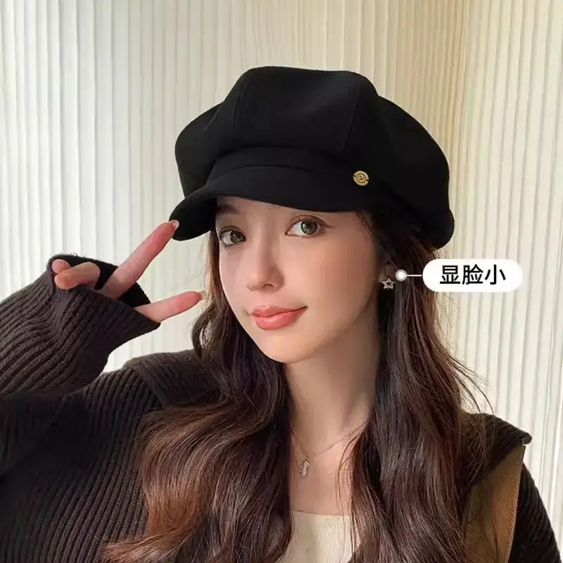 Black British Octagonal Beret for Women 2023