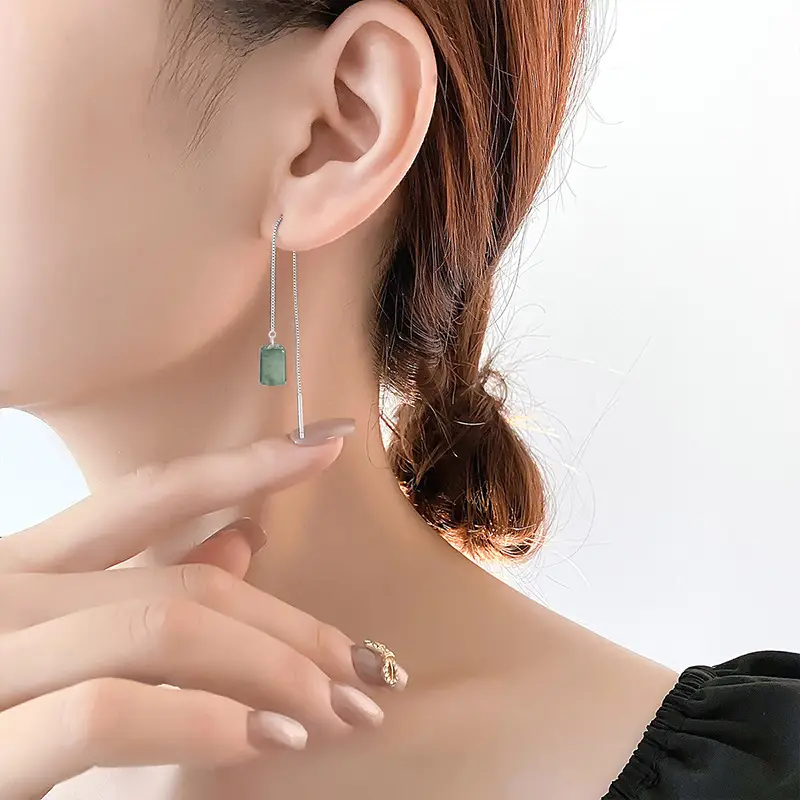 Natural Jade Stone Earrings Set for Women - Image 4